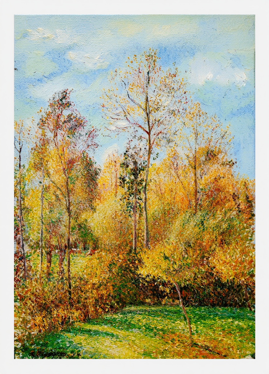 Autumn, Poplars, Eragny by Camille Pissarro (1894) – Vintage Impressionist Landscape Art Print