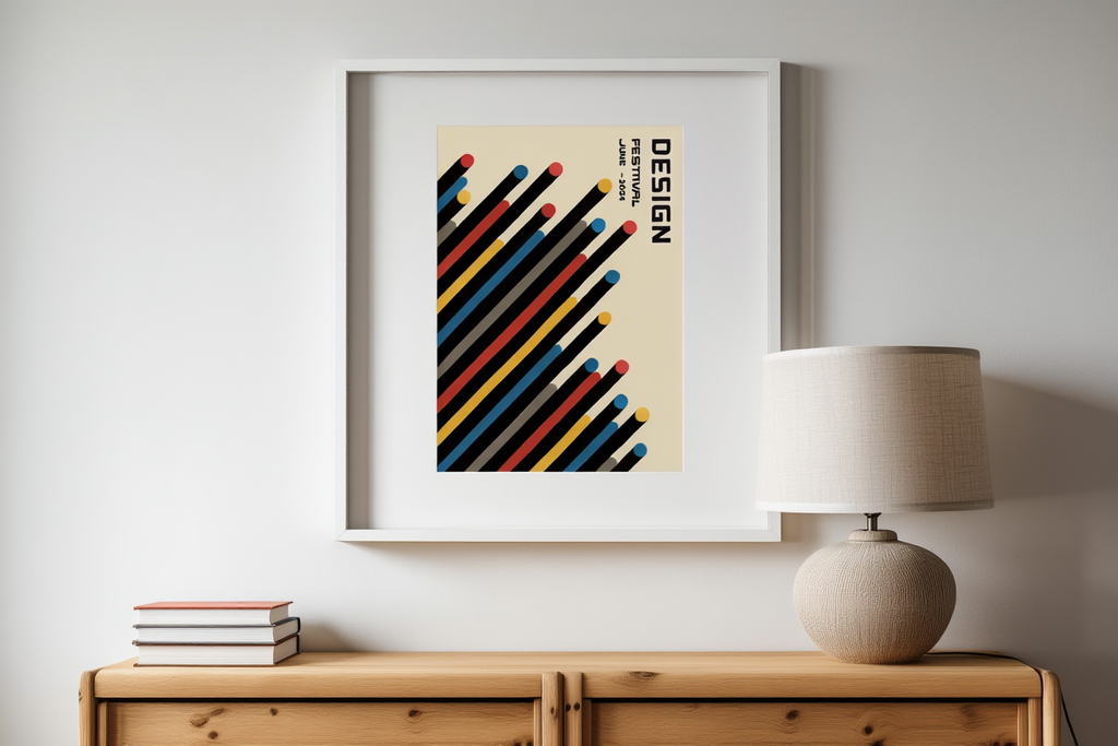 Bauhaus Tubes – Geometric Abstract Art Print