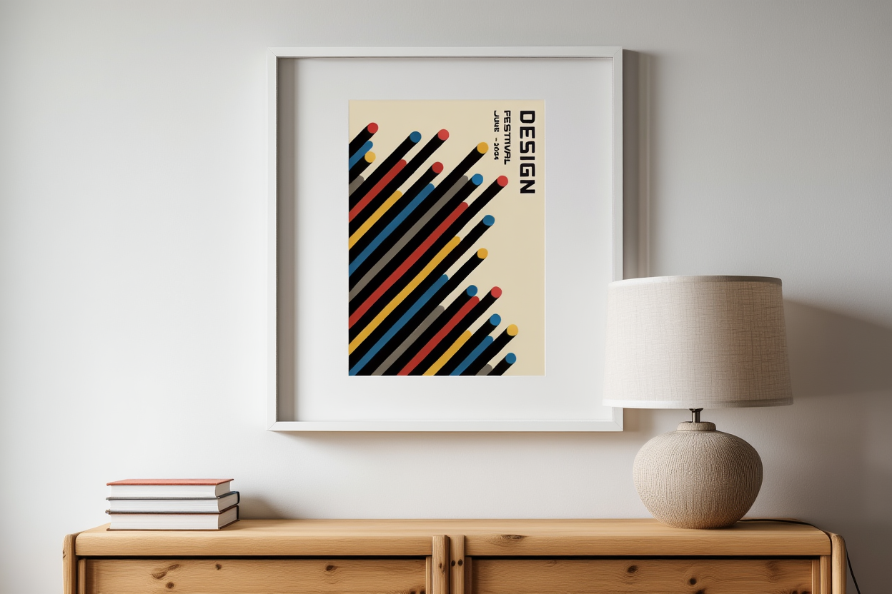 Bauhaus Tubes – Geometric Abstract Art Print