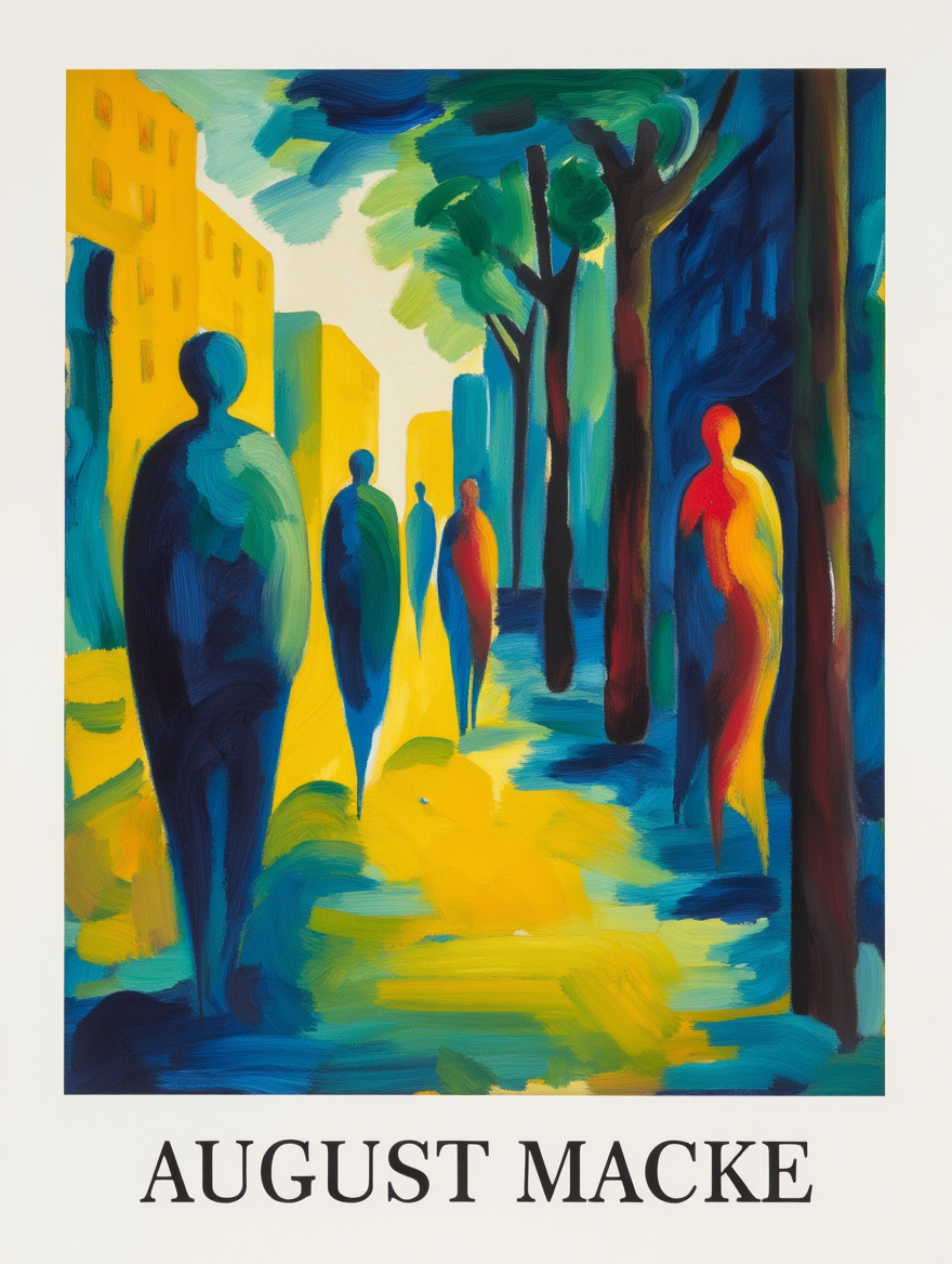 Colorful Geometric August Macke Art Set – 4 Prints for Gallery Wall Decor