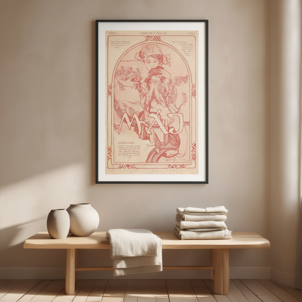 Soft Blush Red Sketch on Paper – Minimalist Line Drawing Art Print