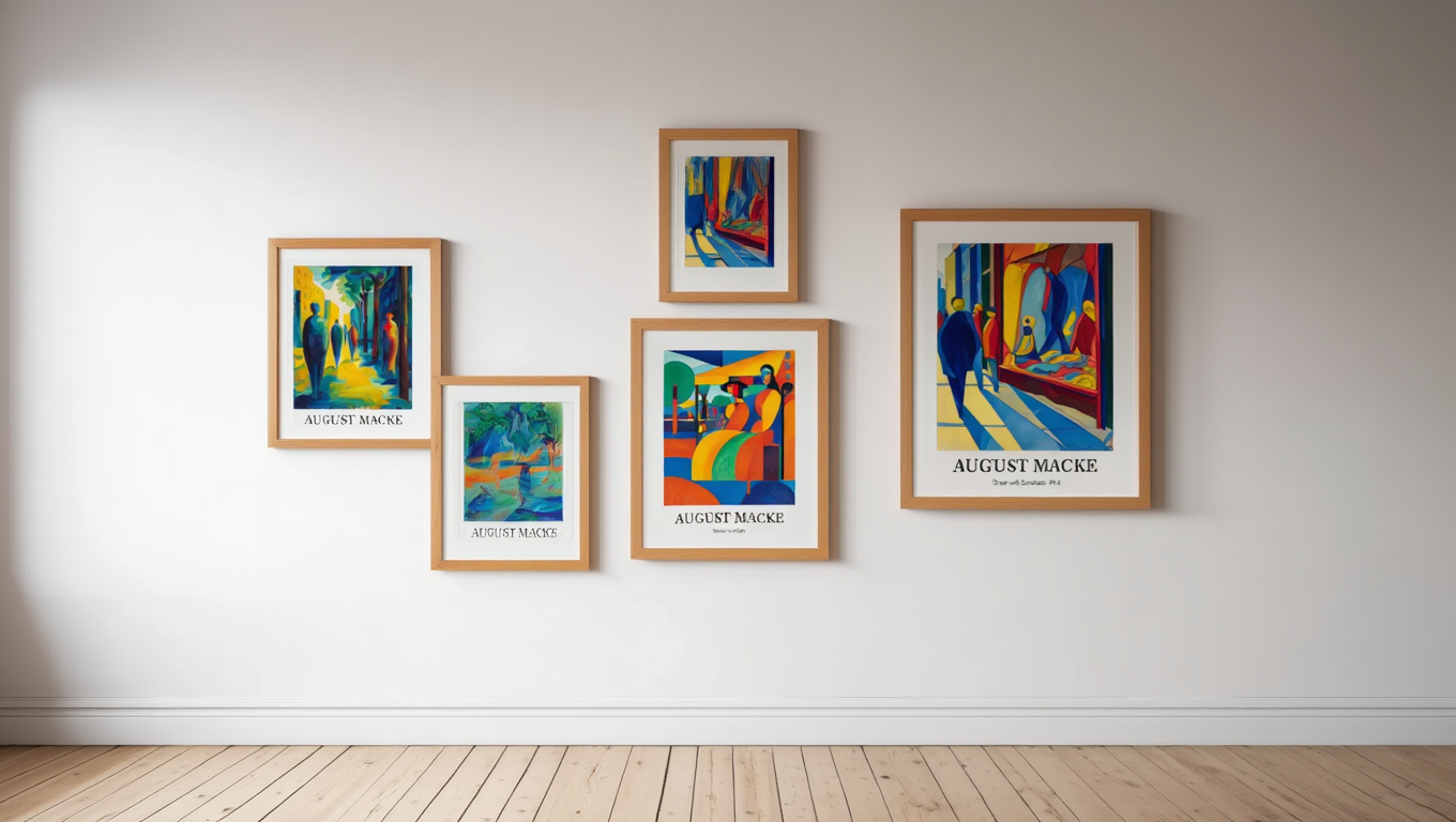 Colorful Geometric August Macke Art Set – 4 Prints for Gallery Wall Decor