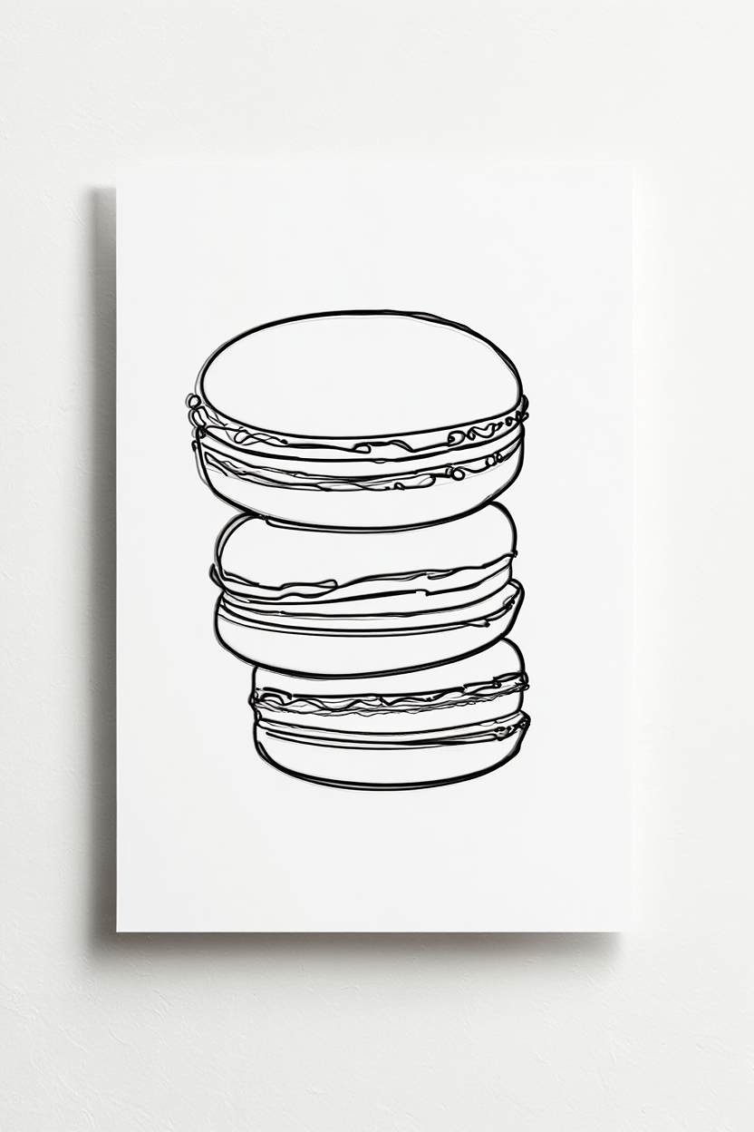 5 Minimalist Dessert Line Art Posters – Modern Canvas Prints for Kitchen, Dining & Cafe Wall Decor