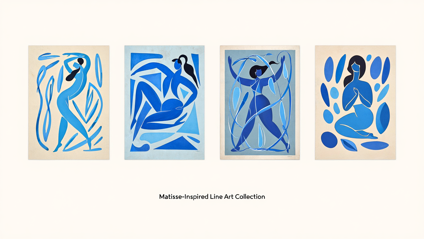 Vintage Blue Matisse Collection – Set of 4