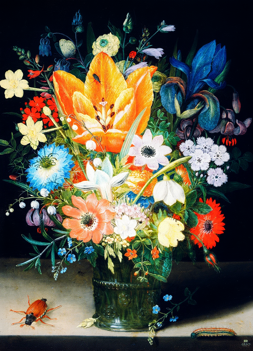 Still Life with Iris – Peter Binoit (1623) | Dutch Golden Age Floral Art Print