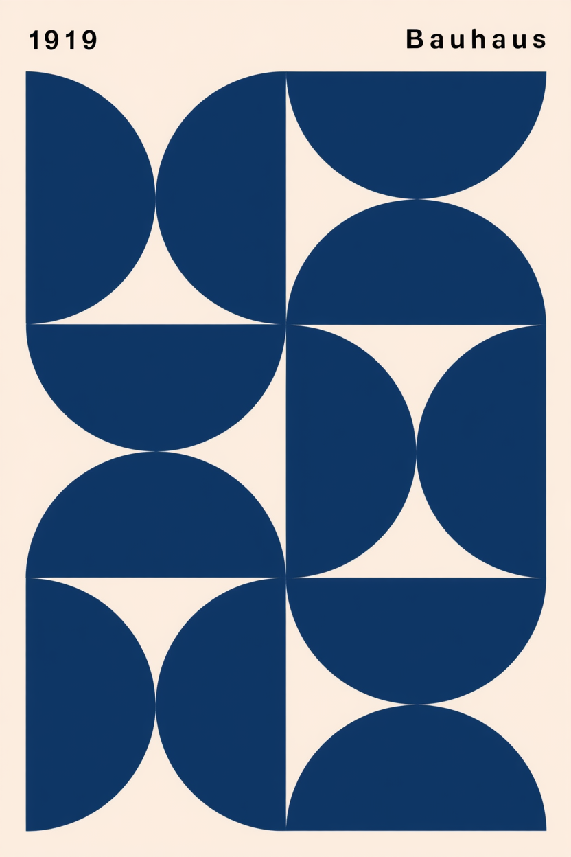 Bauhaus 1919 Dark Blue Shapes – Geometric Modern Wall Art Print