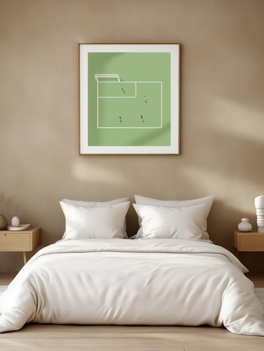Football Match Art Print – Minimalist Sports Wall Art for Modern Interiors