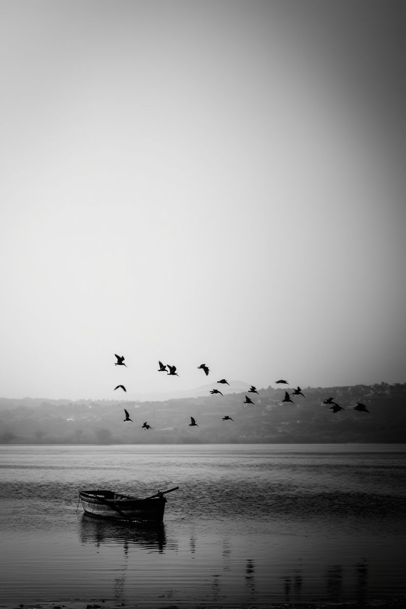 Flying Birds On A Lake Poster