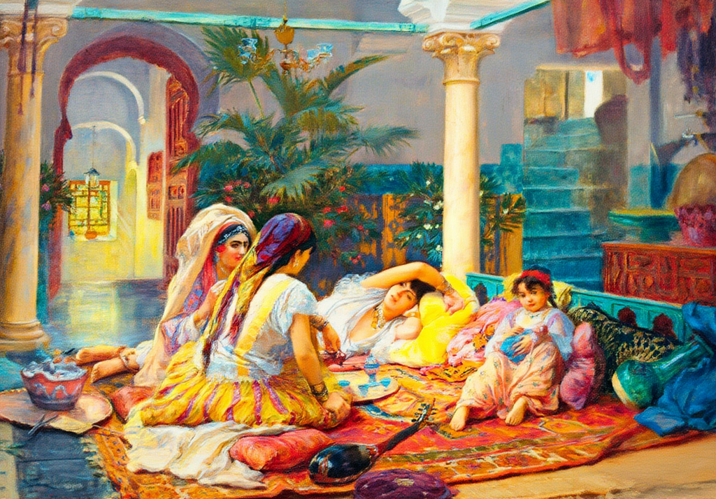 In the Harem – Frederick Arthur Bridgman Poster | Orientalist Figurative & Interior Art Print
