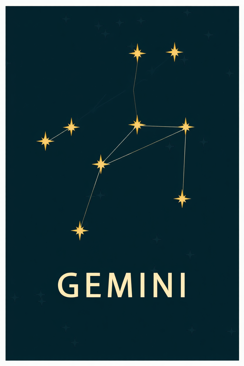 Star Sign Gemini Poster | Zodiac Wall Art Print