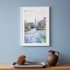 Canal in Amsterdam – Impressionist Cityscape Poster | Vintage European Art Print