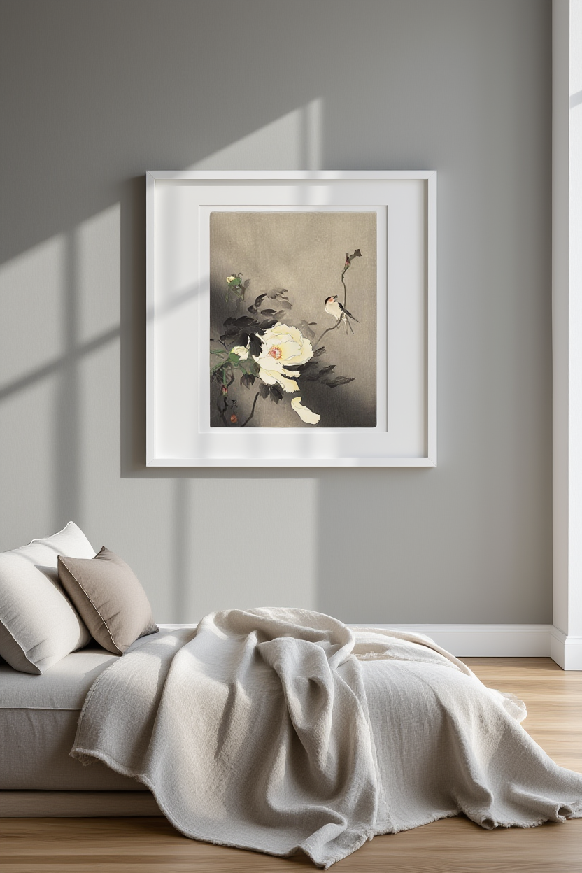 Affiche de Ohara Koson - Hirondelle à la pivoine