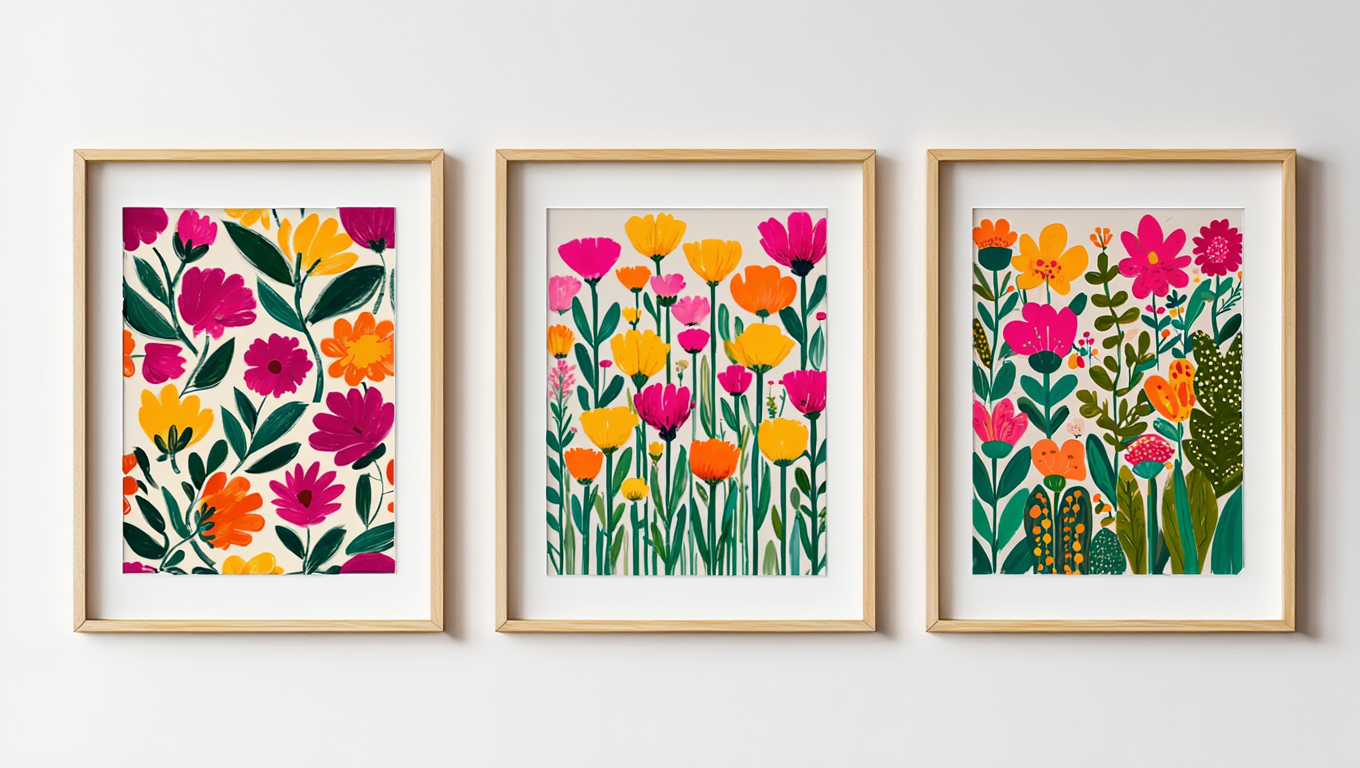 Floral Folk Art – Set of 3 Prints