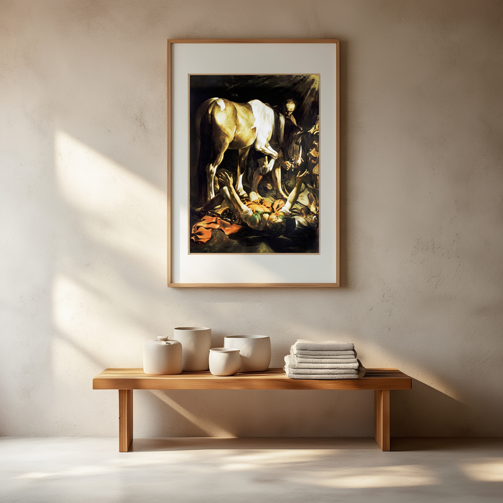 Conversion on the Way to Damascus by Caravaggio (1600) – Baroque Religious Art Print