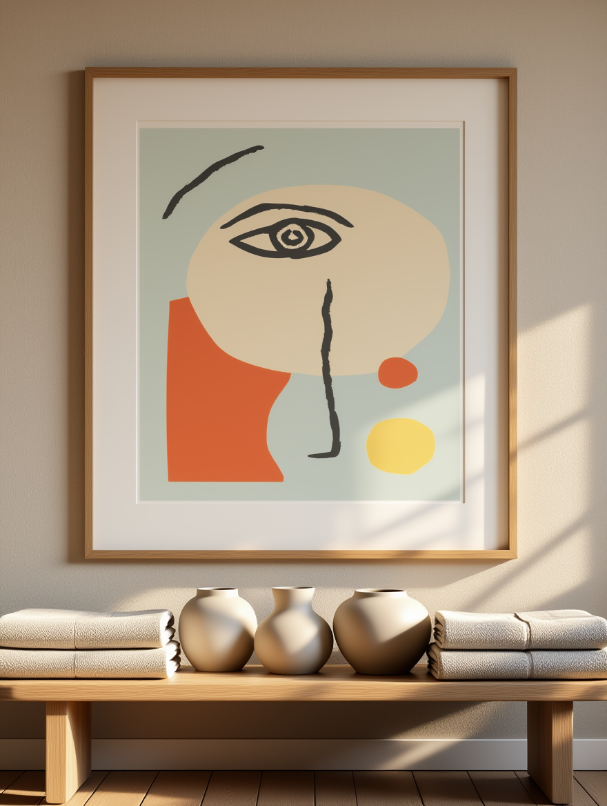 Modern Faces – Abstract Cubist Wall Art Print in Earth Tones