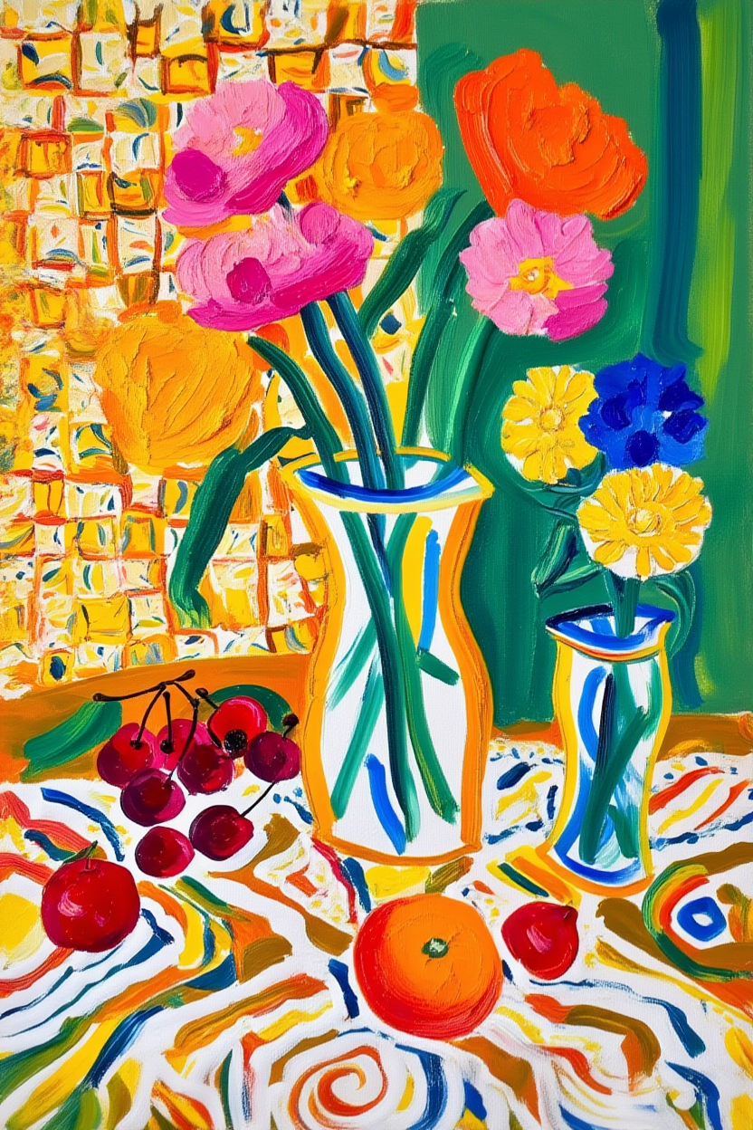 Petals and Porcelain – Minimalist Daily Life Illustration