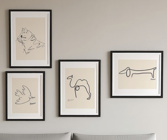 Picasso Line Art Animal Collection – Set of 4 Minimalist Prints