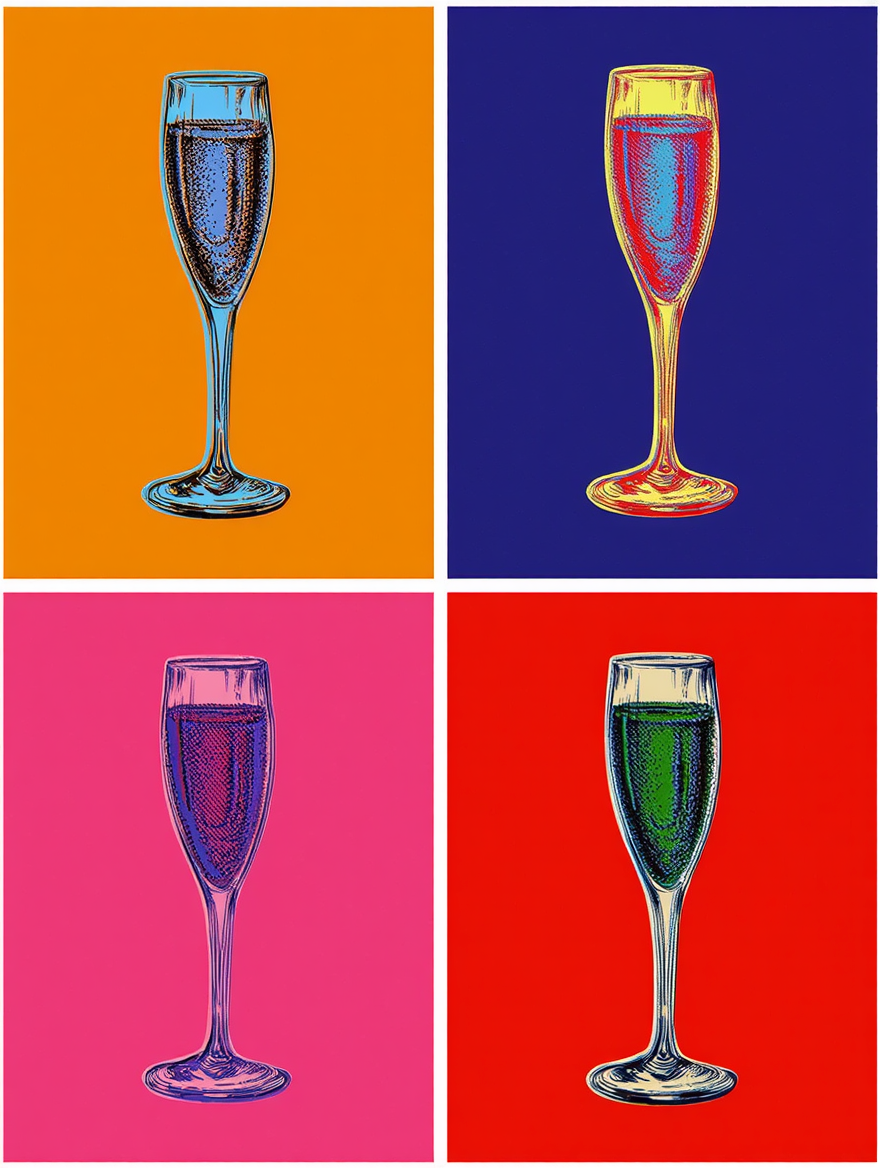 Andy Warhol Style - Champagne Glass Poster