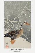 Goose on the Snow – Ohara Koson Poster | Japanese Nature Art Print - Hakyarts