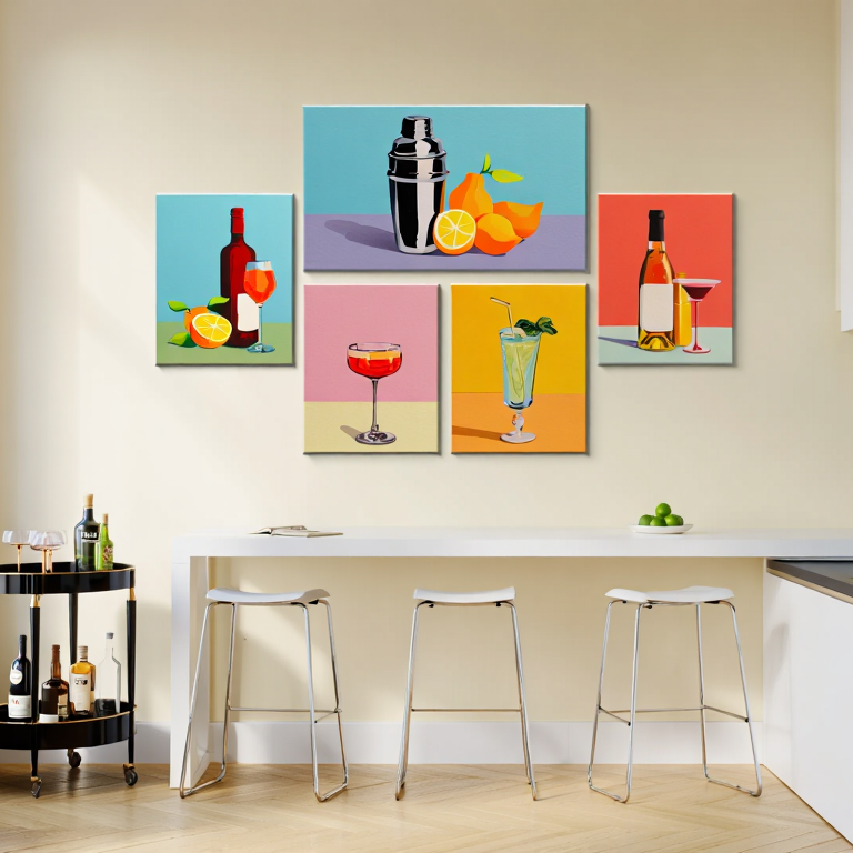 Cocktail Bar Drinks – Set of 5 Art Prints