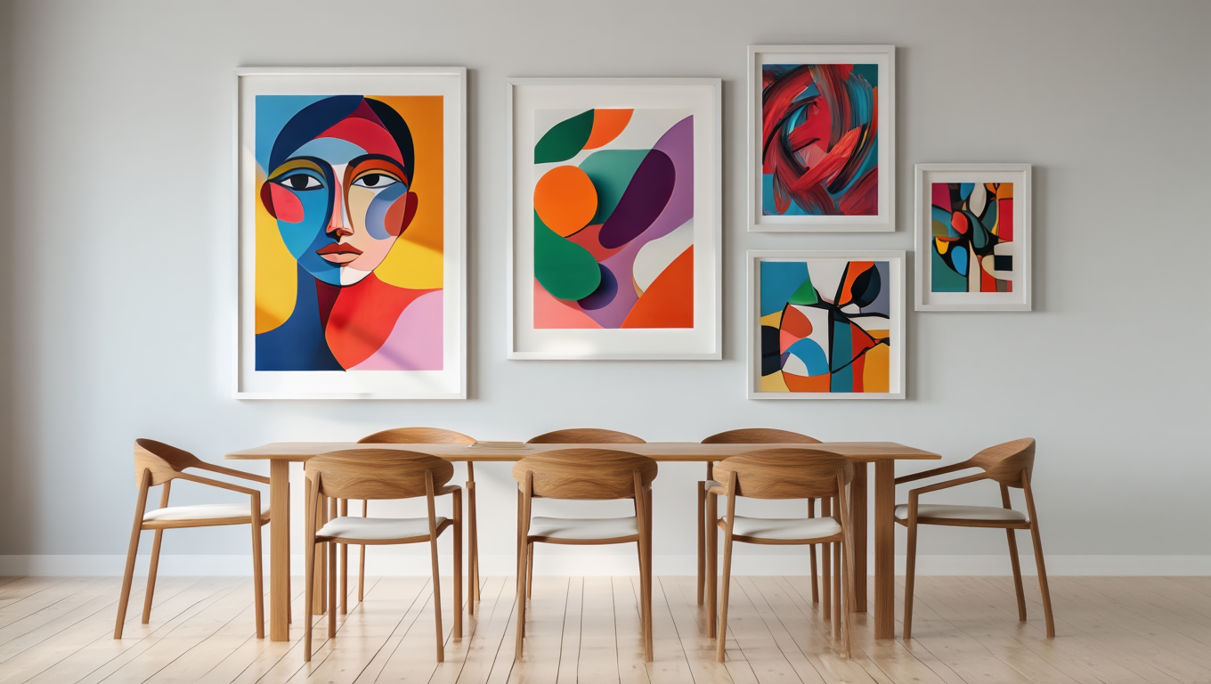 Picasso & Matisse Bold Abstract Collection – Dining Room Set of 5