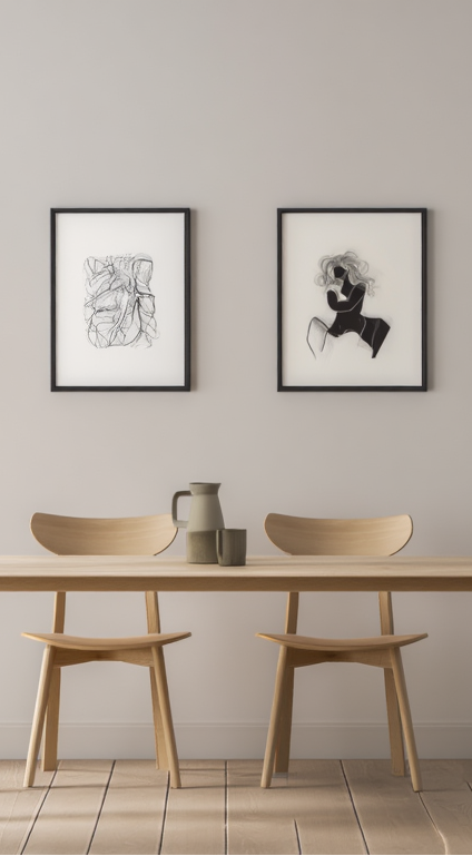 Modern Lines & Shapes: 4 Black & White Abstract Wall Art Prints