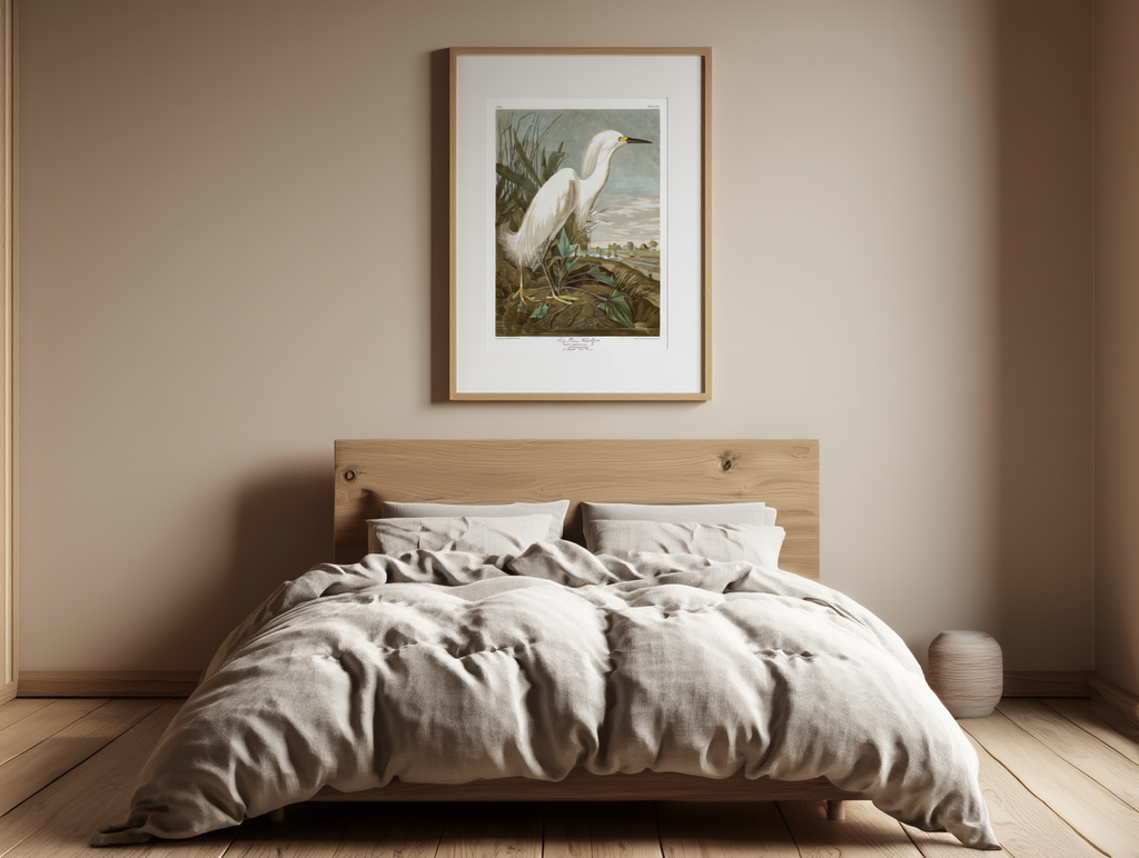 John James Audubon – Snowy Heron – Iconic Natural History Art Print