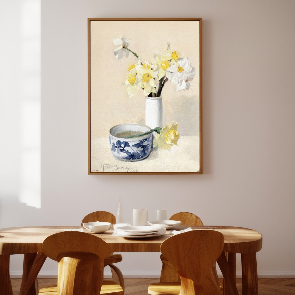 Daffodils and Narcissi – Frank Bramley (1886) | Victorian Floral Art Print