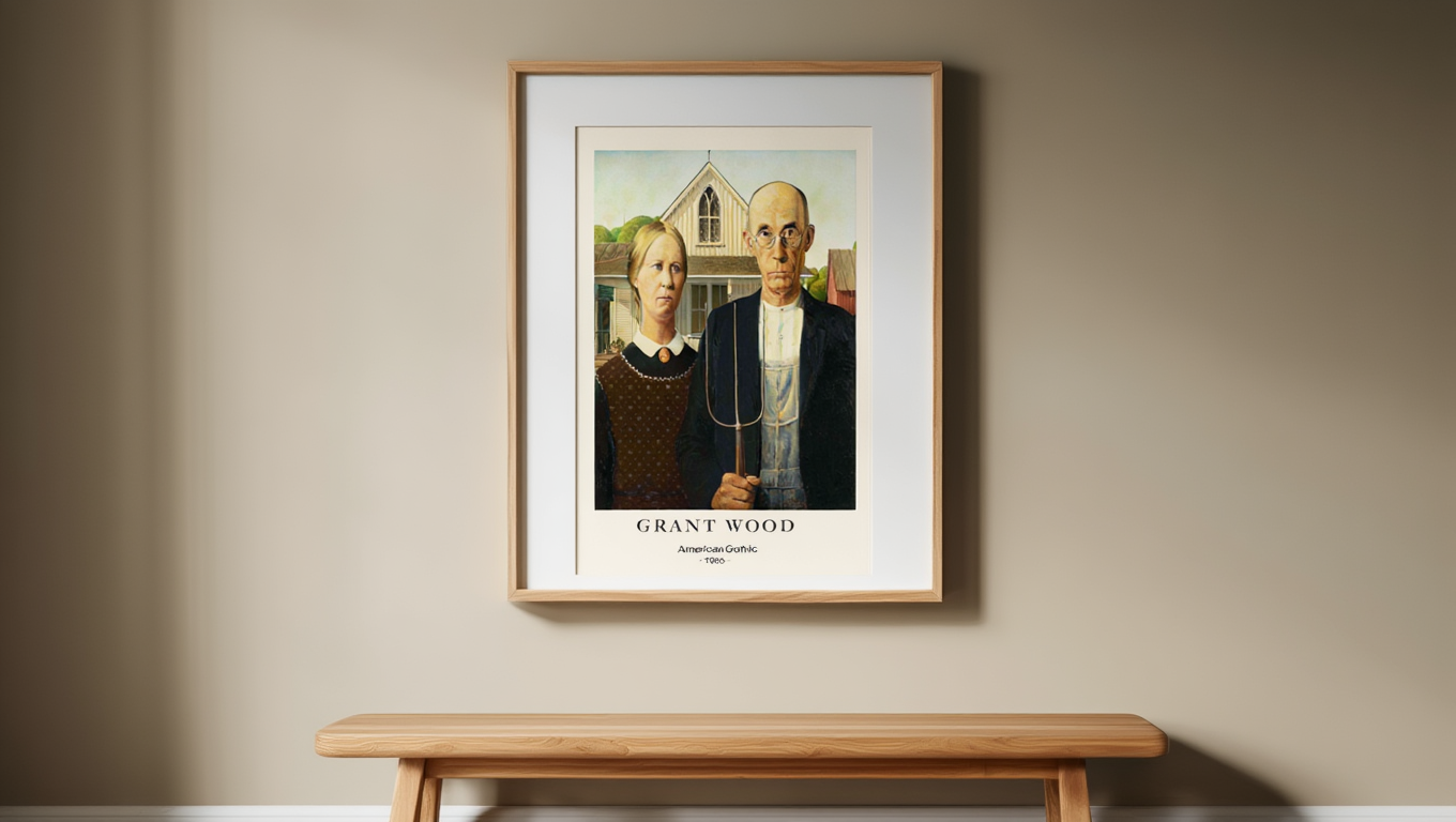 Grant Wood – American Gothic, 1930 – American Regionalist Art Print | Iconic Wall Decor