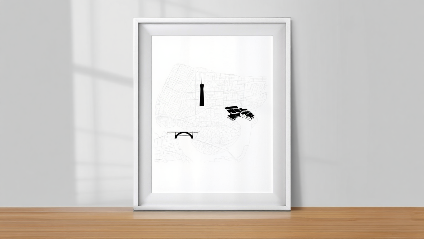 Porto City Map Poster – Black and White Minimalist Wall Art Print