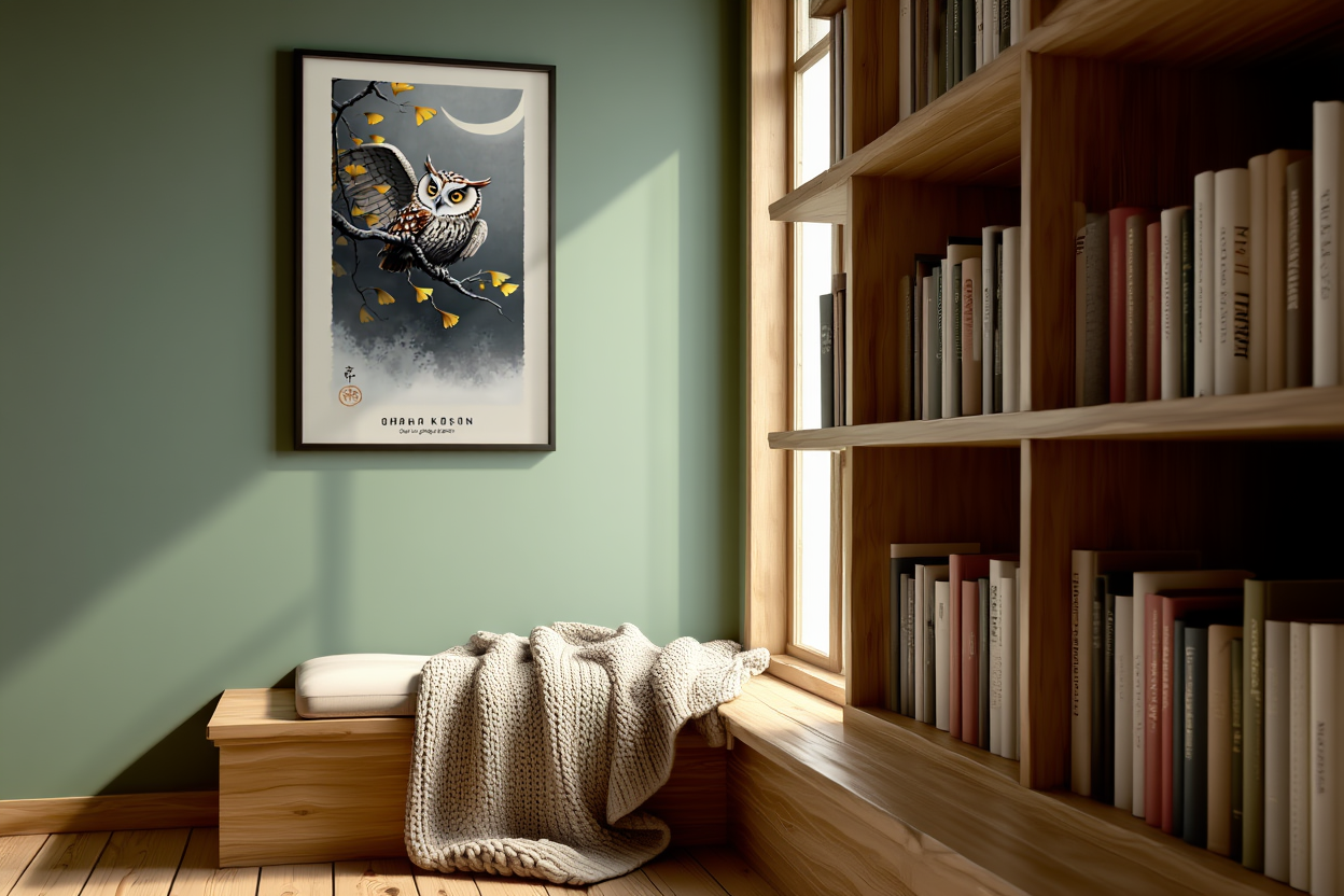 Ohara Koson - Owl on gingko branch Poster