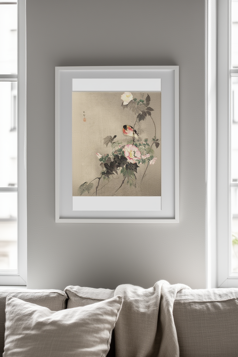 Ohara Koson - Stonechat on Blossoming Flower Poster