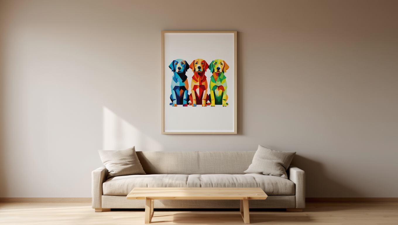 Geometric Dogs Pop Art Poster – Modern Dog Wall Art Print