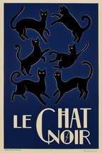 Set of 3 Quiet Moments – Le Chat Noir Lamp Art Prints – Minimalist & Whimsical Wall Art - Hakyarts