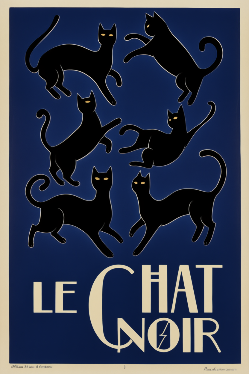 Set of 2 Red Abstract & Le Chat Noir Wall Art Prints – Minimalist Modern Gallery Set with Elegant Feline Illustration