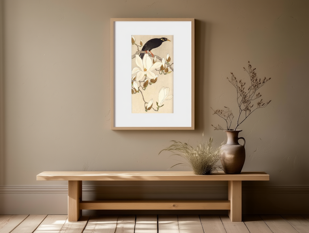 Ohara Koson - Myna på Magnolia-plakat