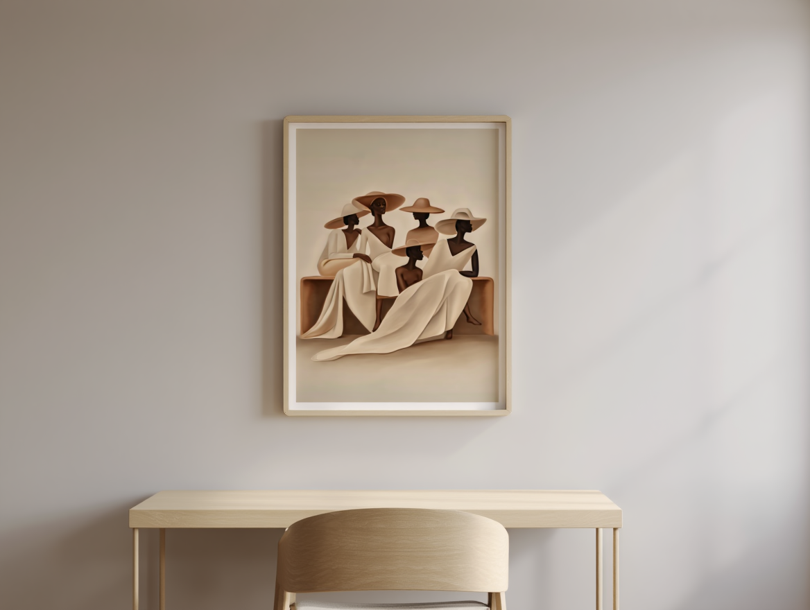 Elegant Together – Black Women Sitting Print