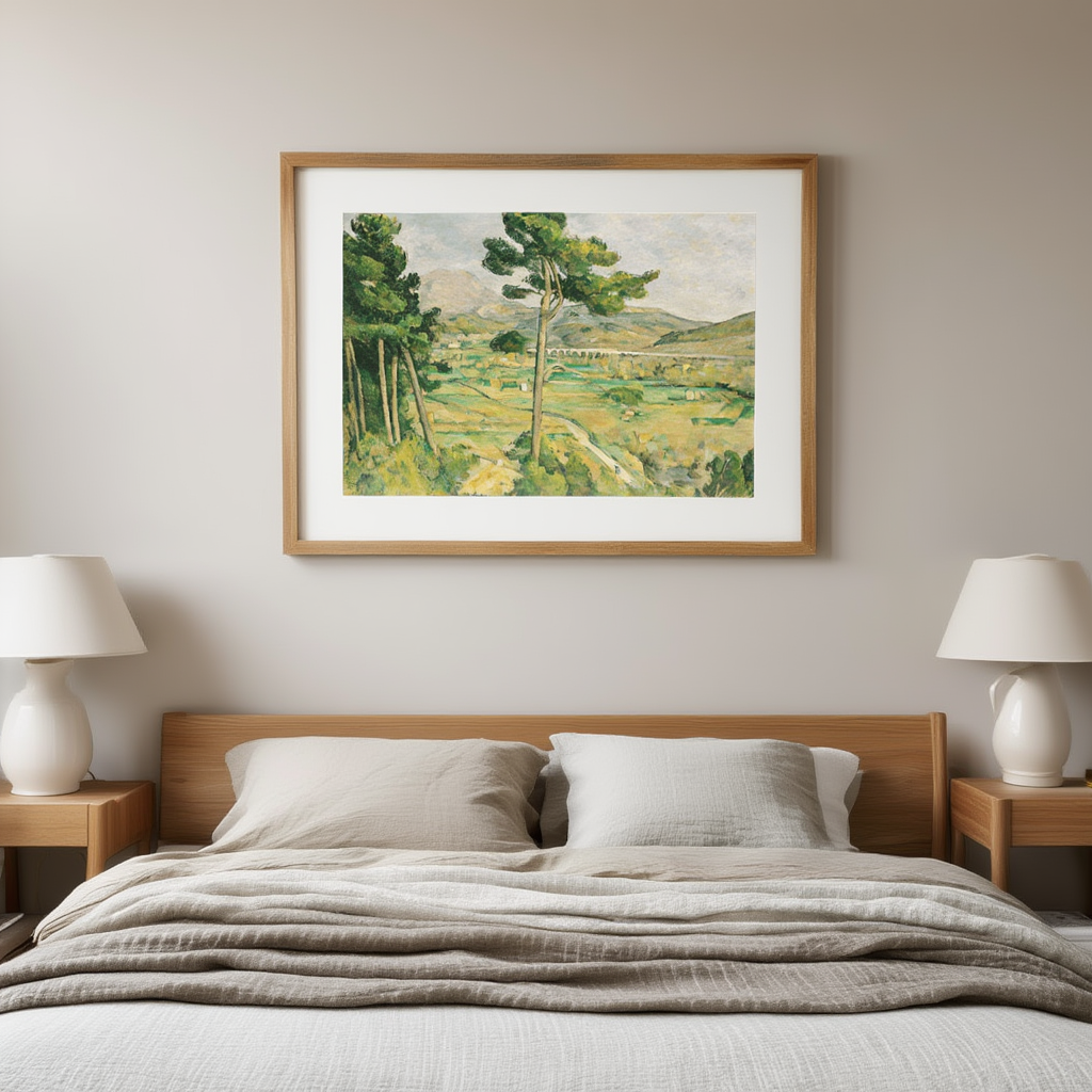Mont Sainte-Victoire and the Viaduct of the Arc River Valley – Paul Cézanne Poster | Post-Impressionist Landscape Art Print