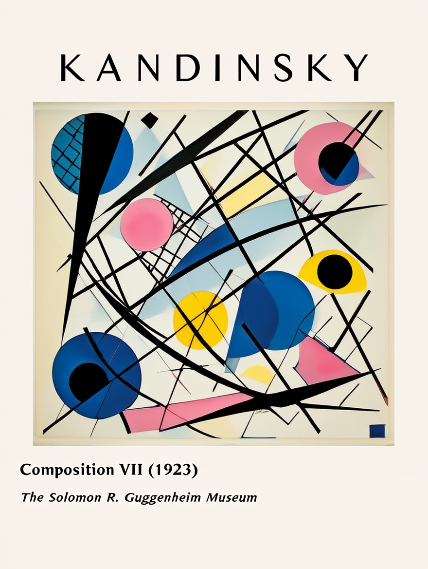 Kandinsky Geometric Abstract Wall Art – 4 Modern Bauhaus Prints | Colorful Minimalist Gallery Wall Décor for Home & Office