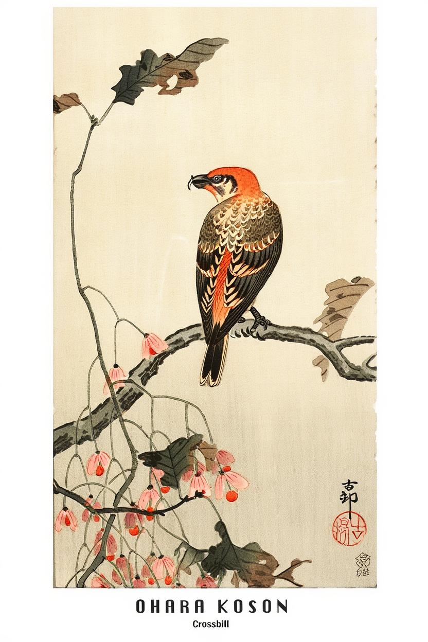 Ohara Koson - Crossbill Poster