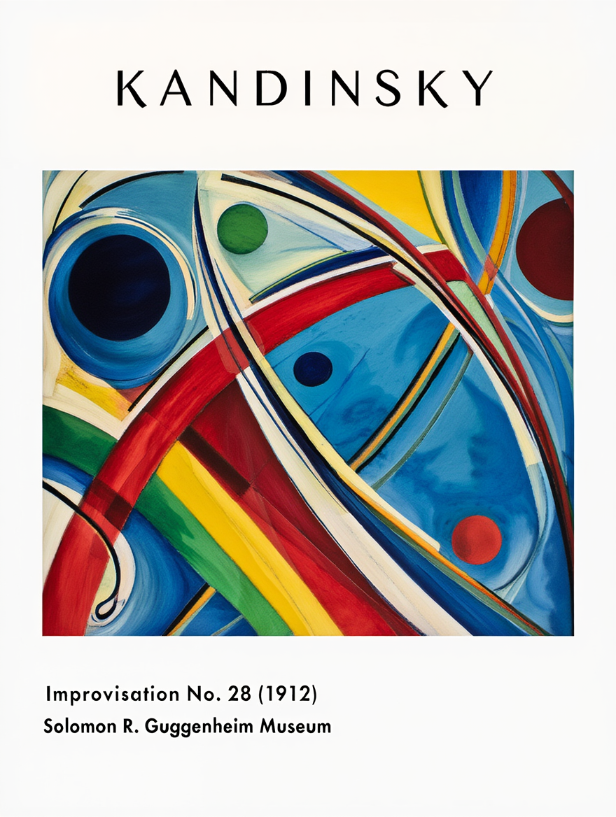 Kandinsky Geometric Abstract Wall Art – 4 Modern Bauhaus Prints | Colorful Minimalist Gallery Wall Décor for Home & Office