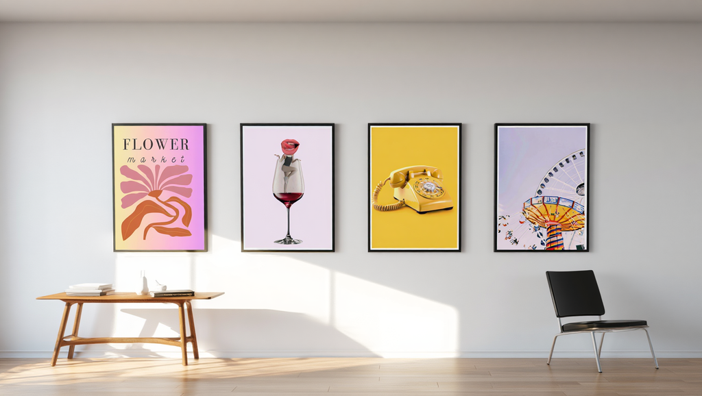 Retro Vibes – 4-Piece Wall Art Set