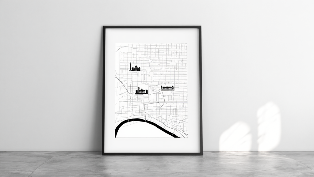 Melbourne City Map Poster – Black and White Minimalist Wall Art Print