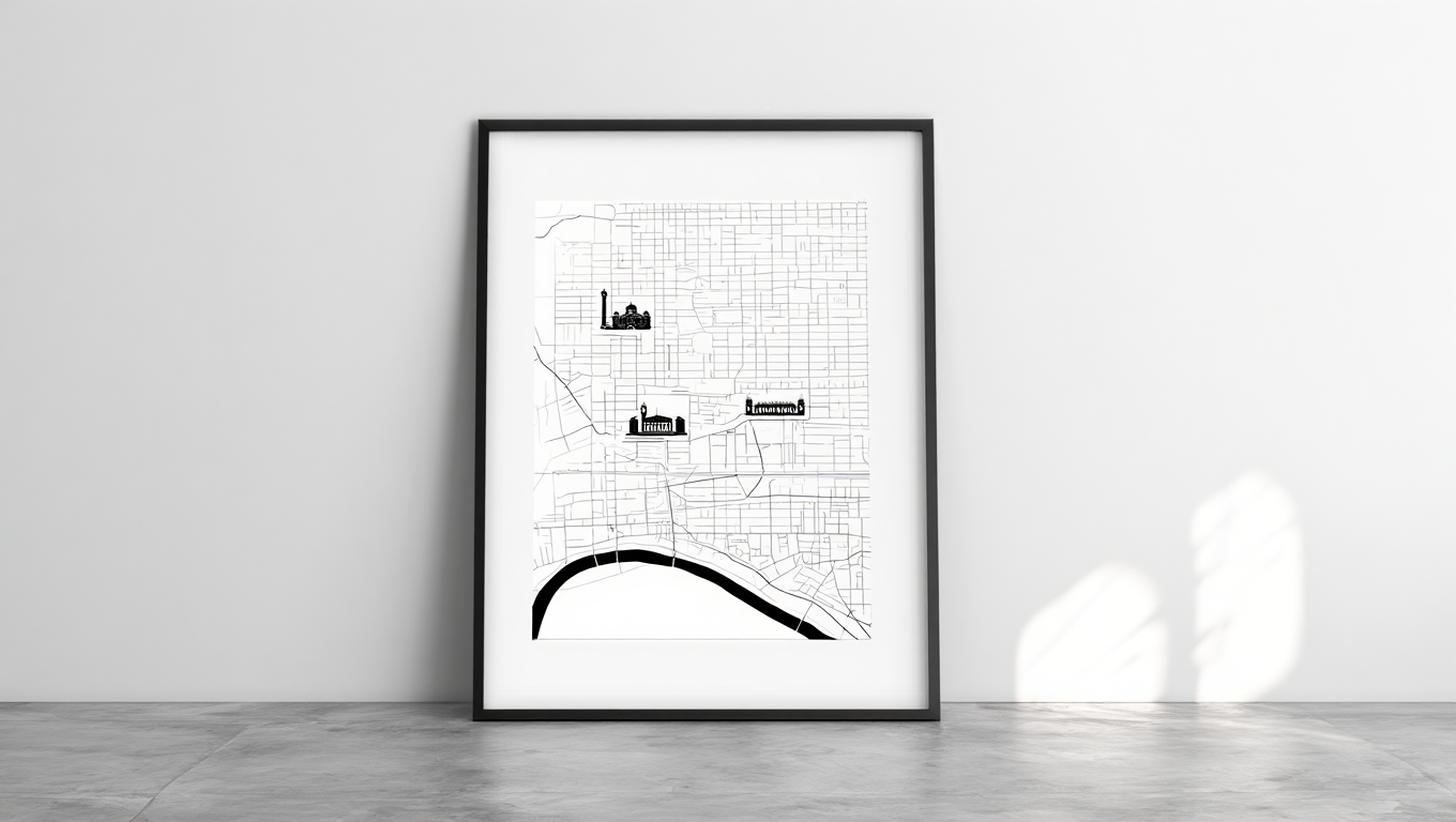 Melbourne City Map Poster – Black and White Minimalist Wall Art Print