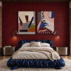 Set of 2 Canvas Prints – Geometric Bauhaus Inspired & Friday Night | Abstract and Contemporary Figurative Wall Art
