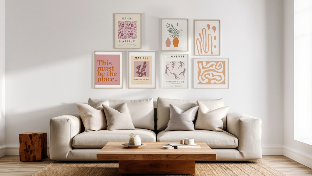 Matisse-Inspired Boho Wall Art Set — 5 Minimalist Abstract Prints in Pink Tones, Aesthetic Posters for Living Room or Bedroom Decor