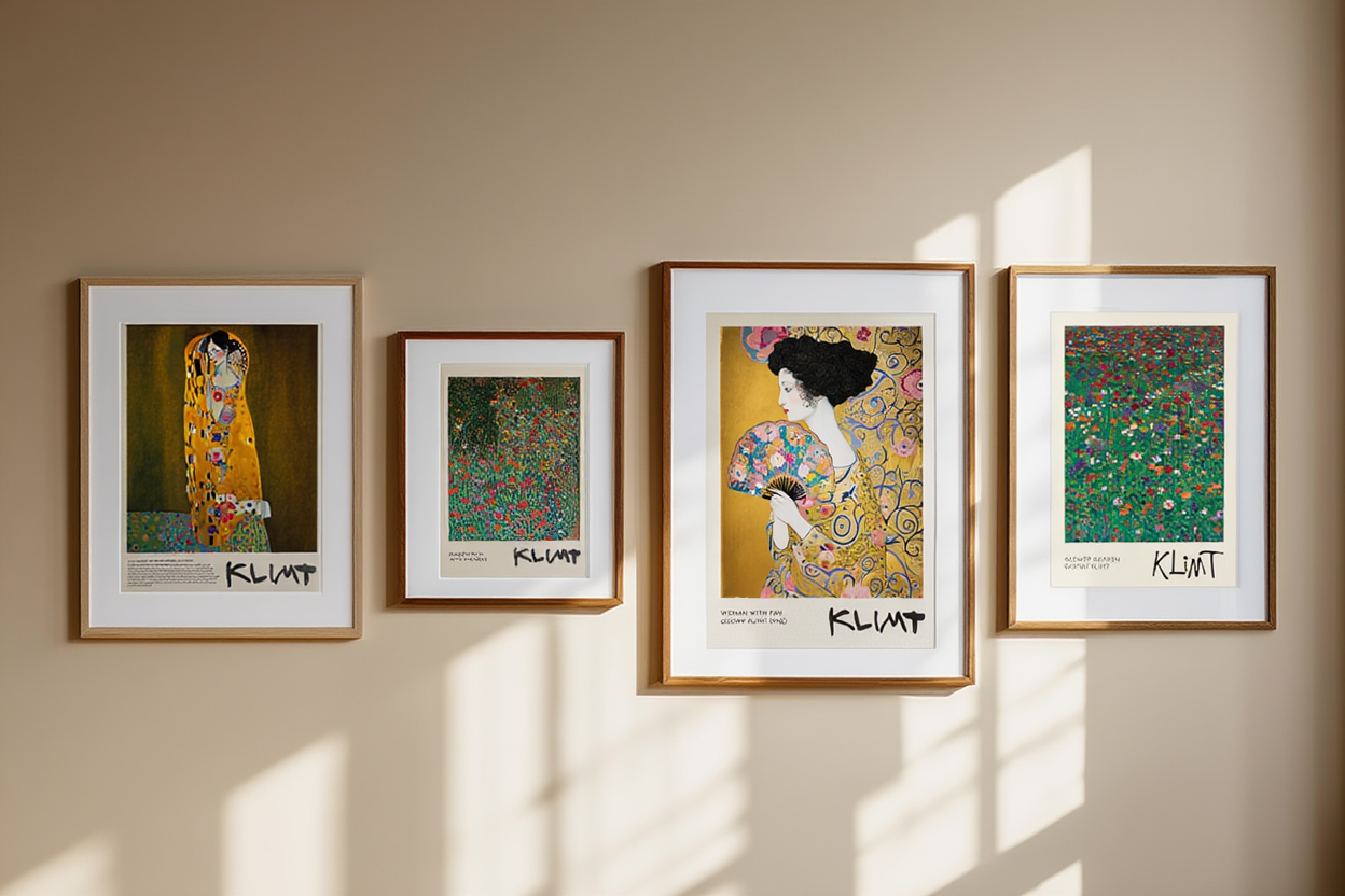 Gustav Klimt Art Print Set – 5 Golden Wall Art Prints | Elegant Gallery Wall Décor for Living Room, Bedroom & Office