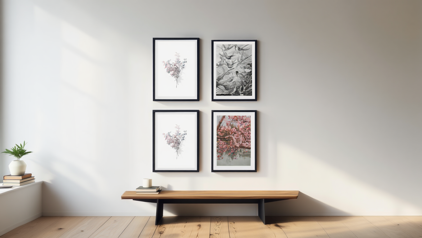 Timeless Blooms – 4-Piece Vintage Minimalist Wall Art Set