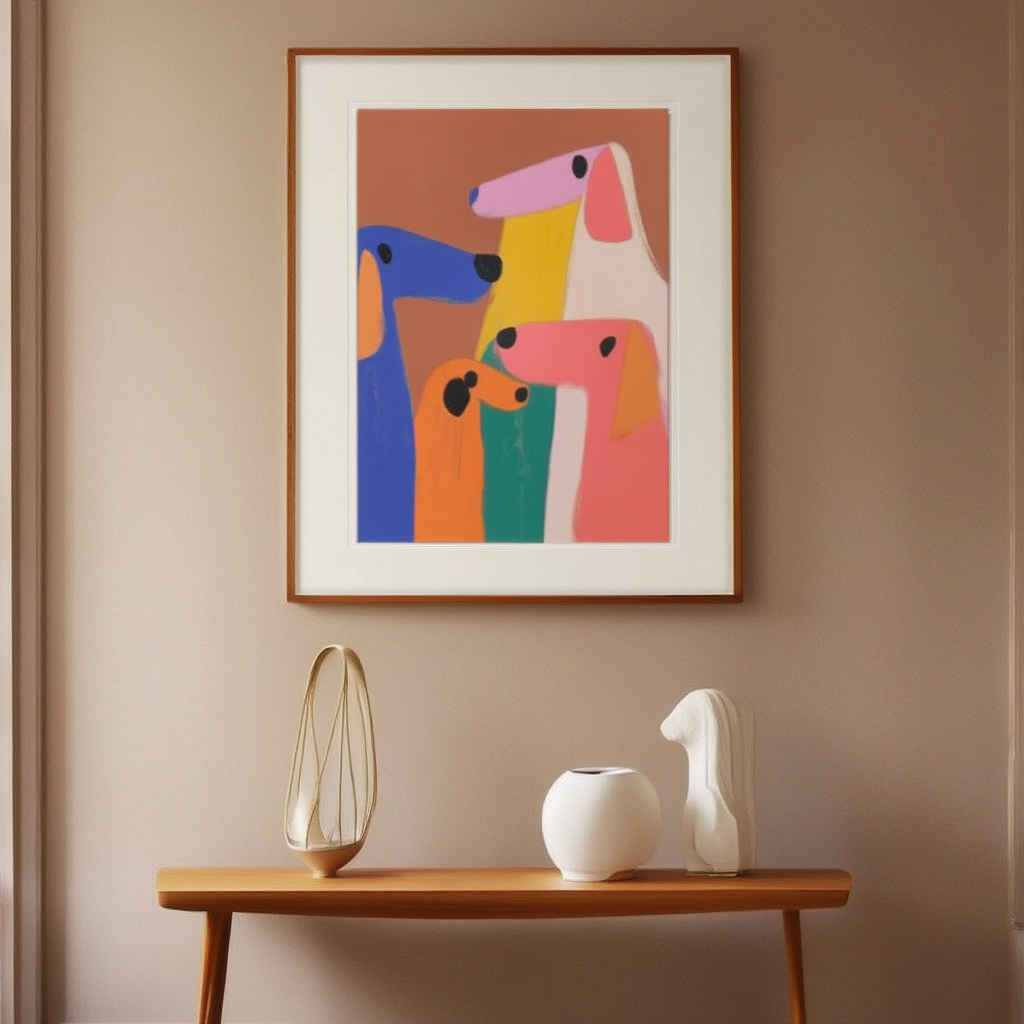 Cute Dogs Wall Art Print – Adorable Canine Illustration for Home Décor