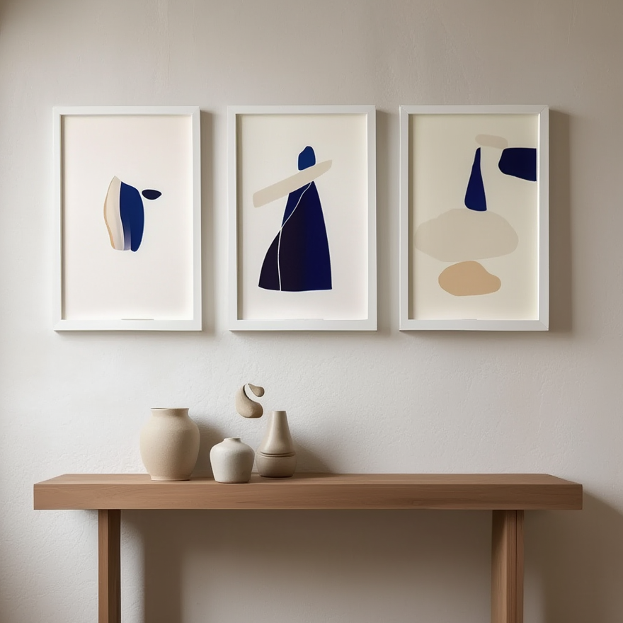Blue Mountain – Set of 3 Prints | Modern Landscape Wall Art - Hakyarts
